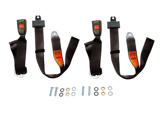 Rear Seat Belt Kit - 2 Point Static Lap Type - Pair - Black - RS1394BLACK - Securon